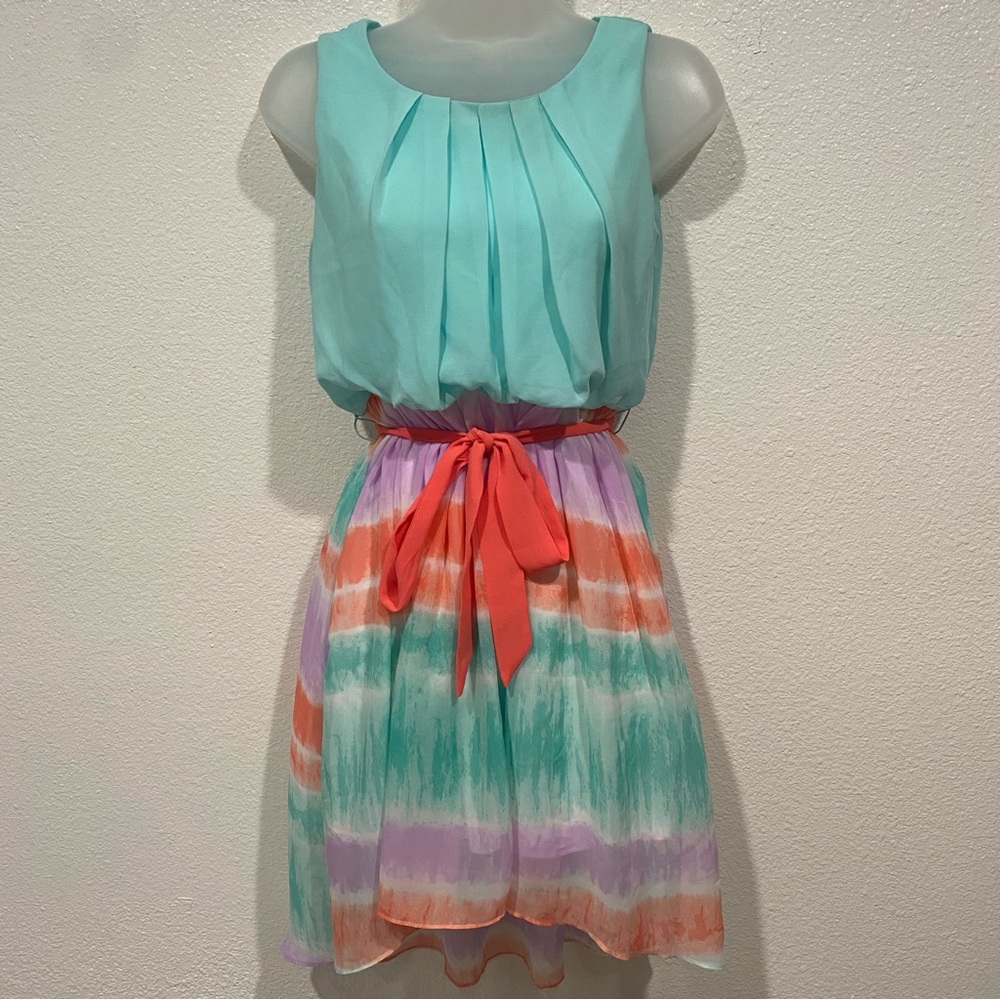 Kids By & By Girls Green Orange Purple Sleeveless Casual Dress Size 14
